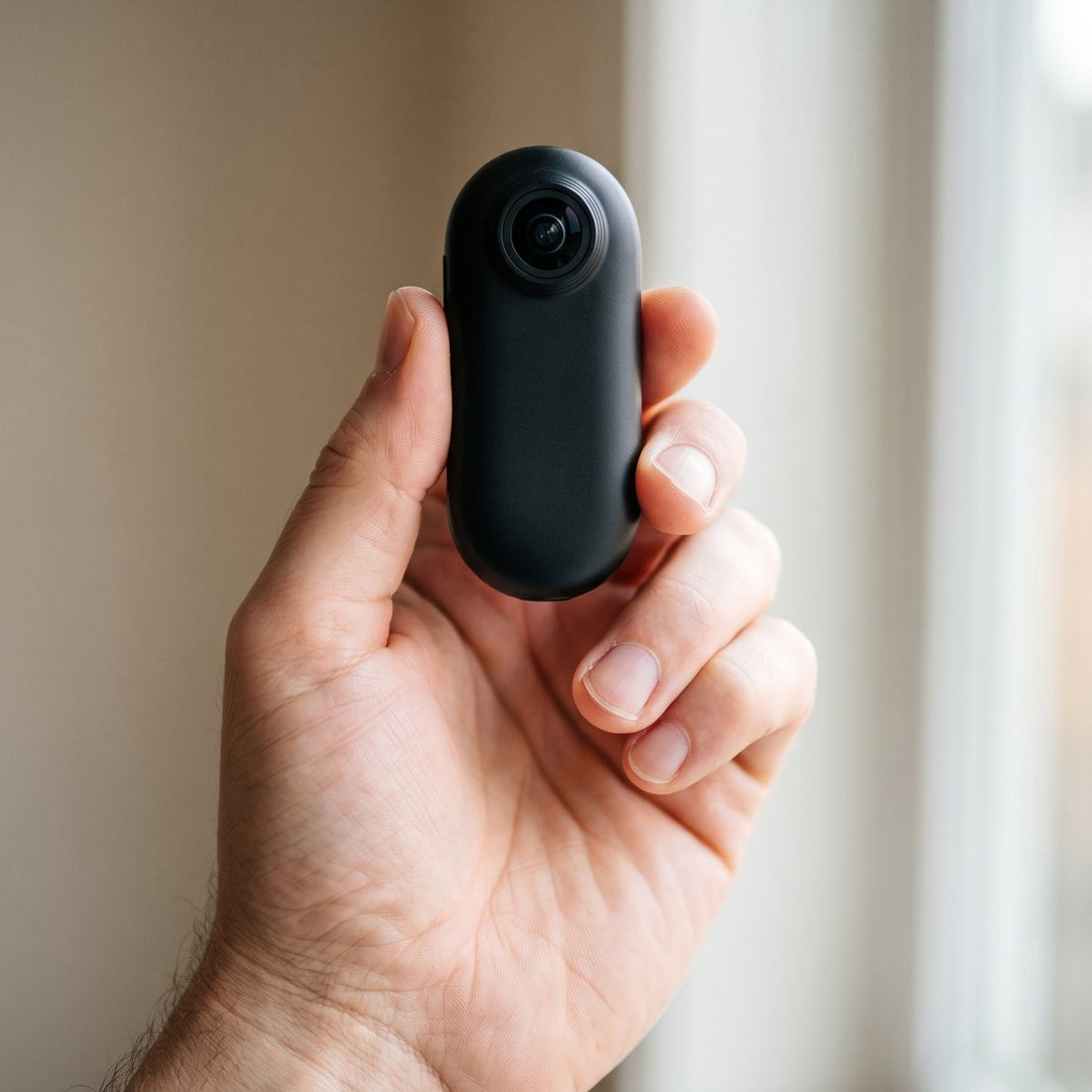CLIPCAM held between two fingers to show its size